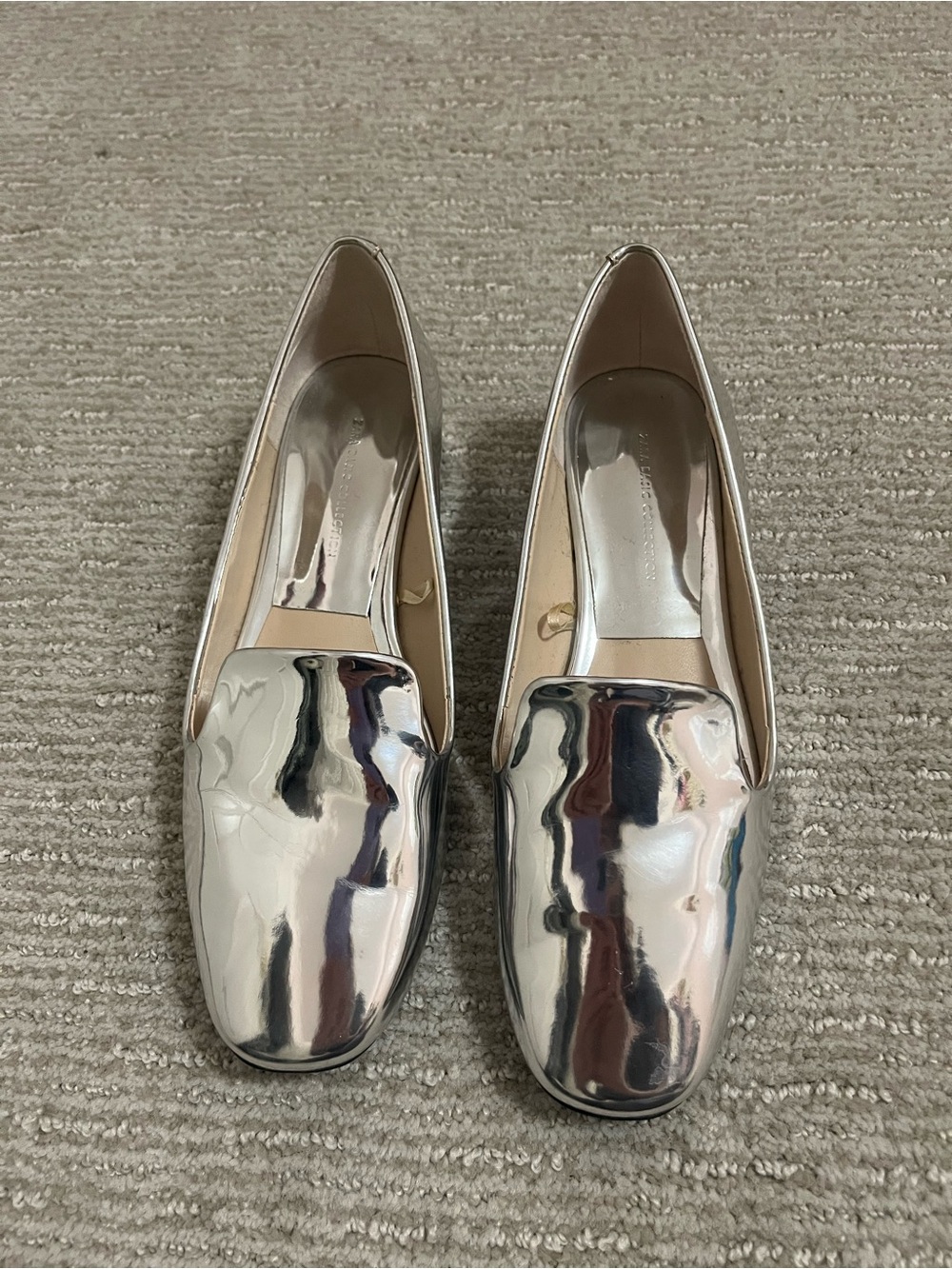 Zara size 38 Metallic Silver Women’s Loafers